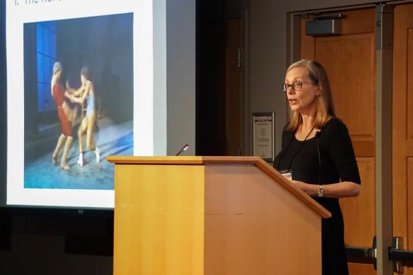 Keynote Speaker Judith Hamera presents Rehearsal Problems: Gus Giordano’s The Rehearsal, Canonicity, and the Place of the Local in Dance Studies. Photo by Jess Cavender.