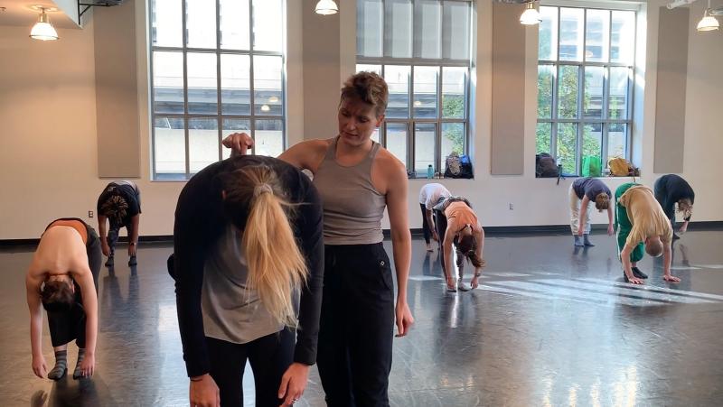 Kathryn Logan teaching a dance class. 