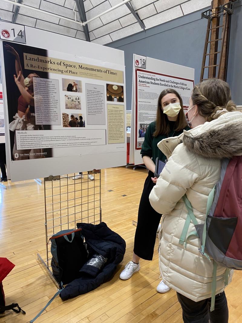 Student presenting at Denman Undergraduate Research Forum