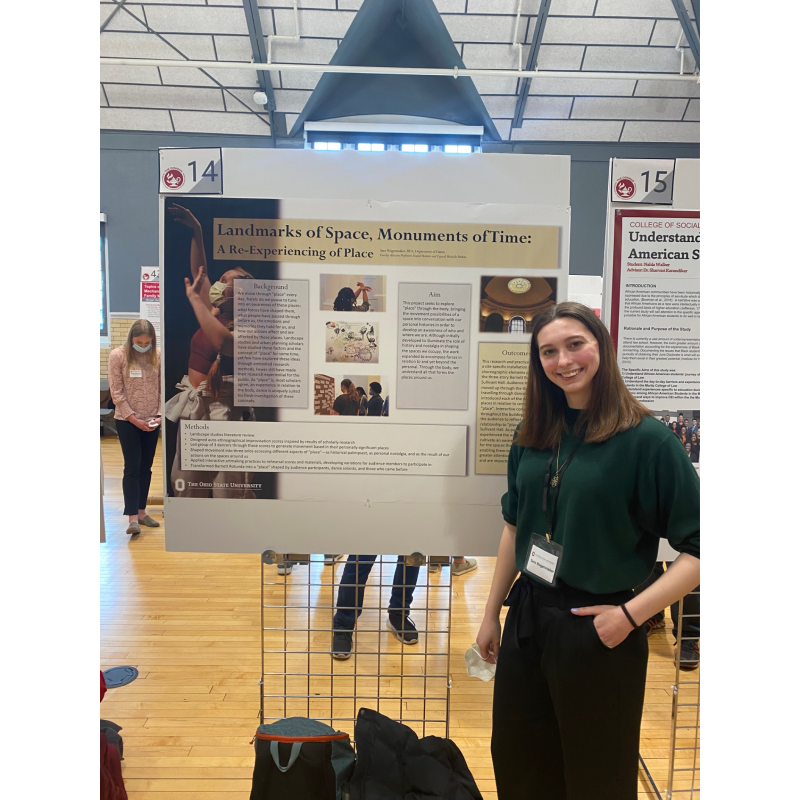 Student presenting at Denman Undergraduate Research Forum