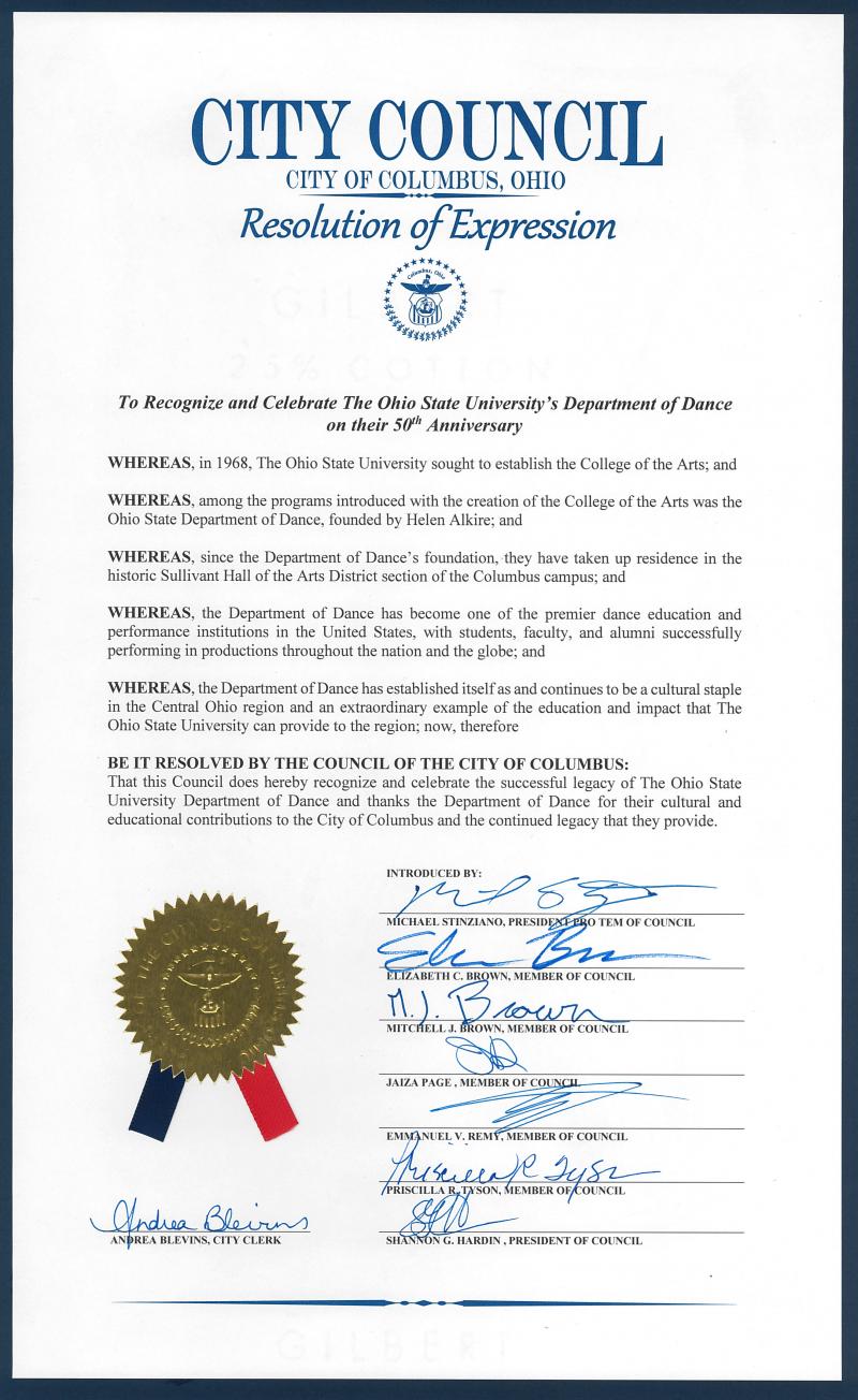 Columbus City Council Resolution of Expression