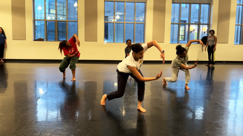 Dancers rehearsing in a studio