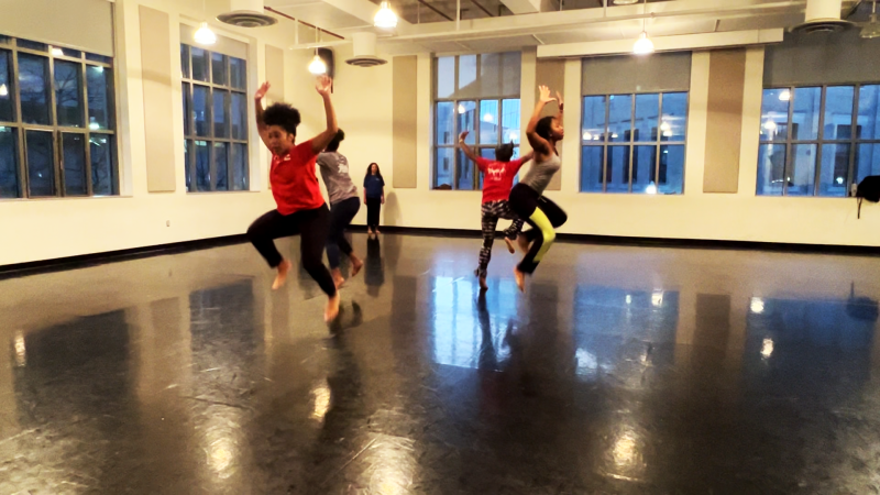 Dancers rehearsing in a studio