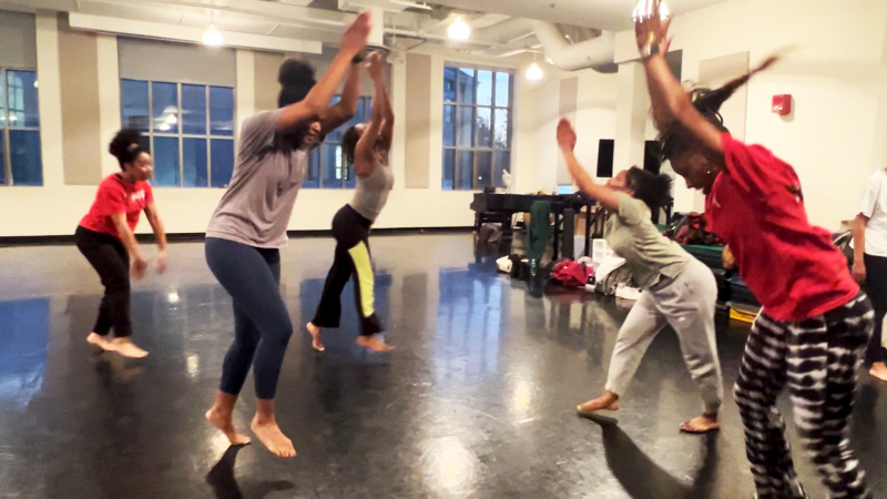 Dancers rehearsing in a studio