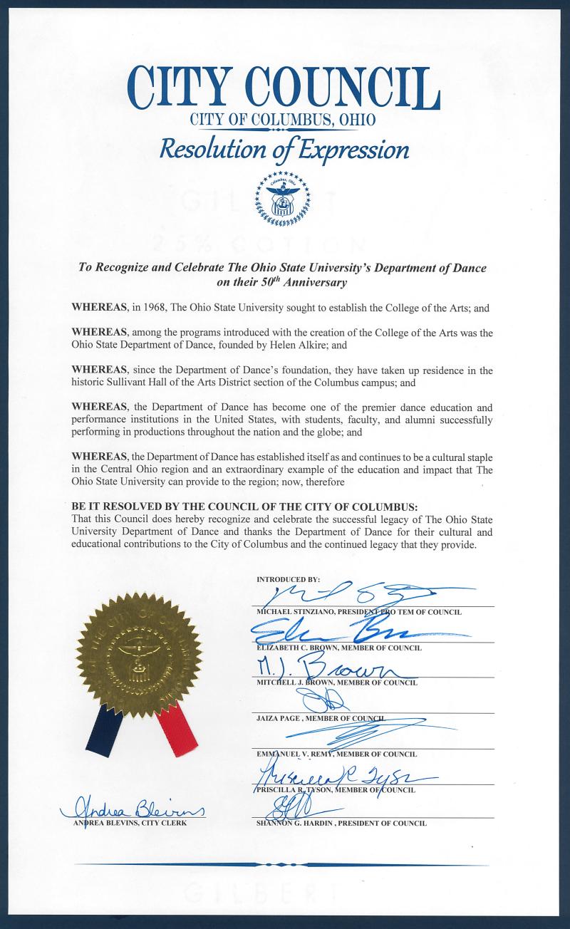 Columbus City Council Resolution of Expression Columbus City Council Resolution of Expression