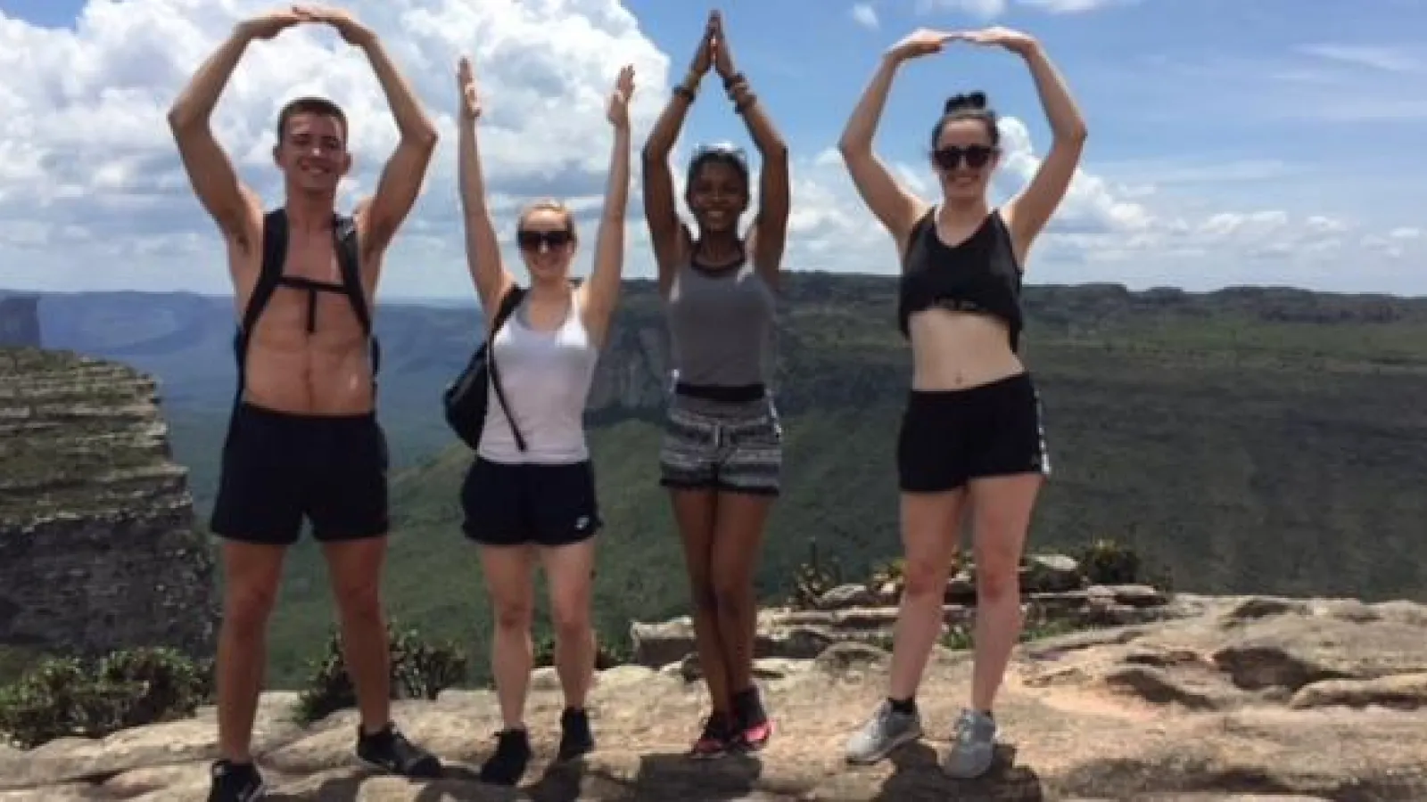 Students posing in Brazil