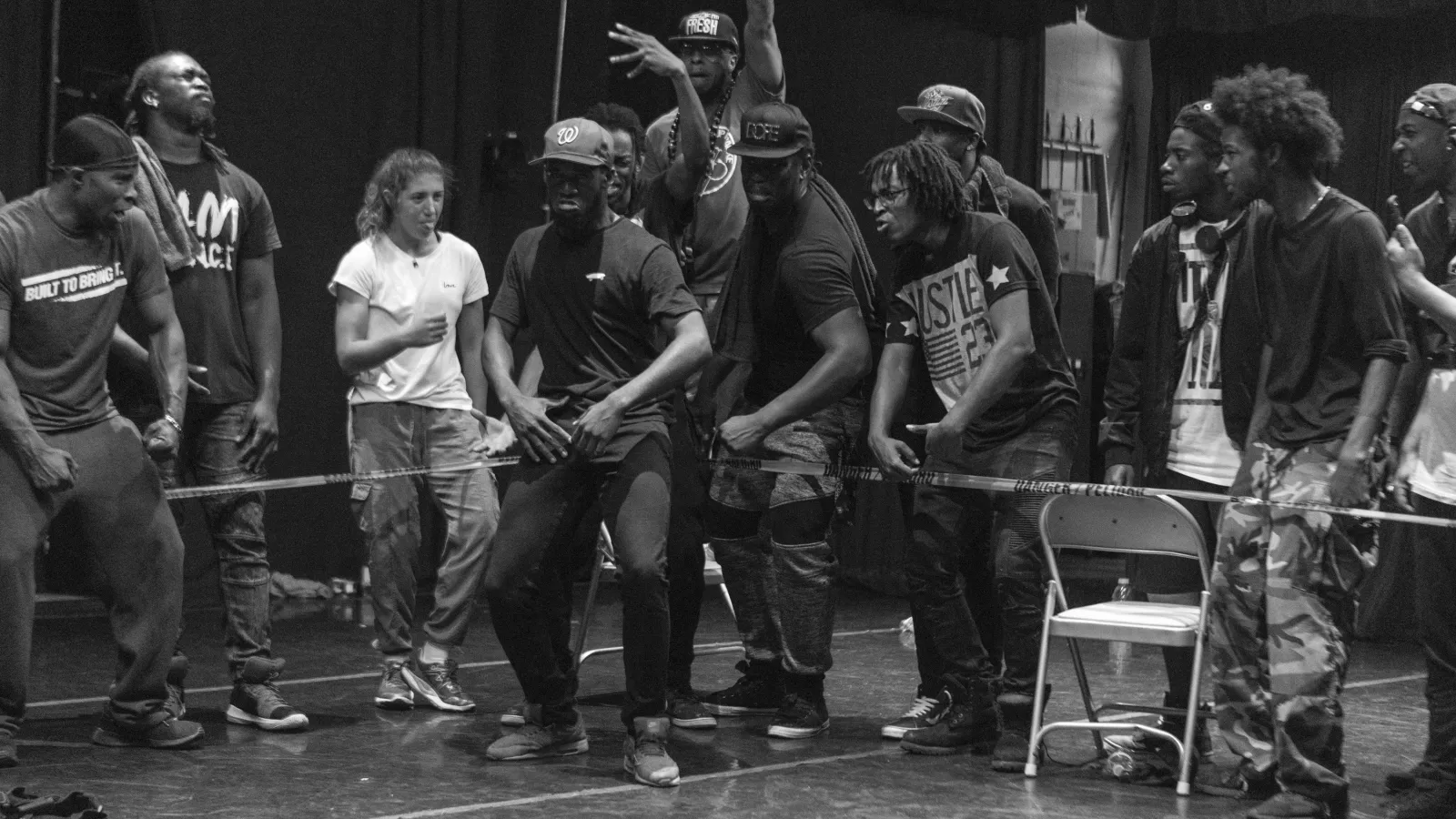 Hip hop dancers battling