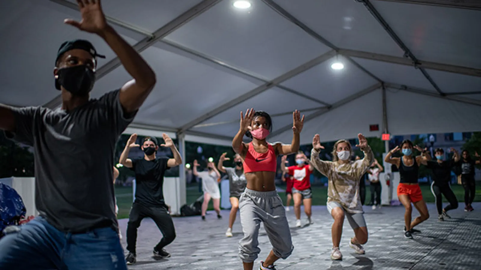 Hip Hop class in tent