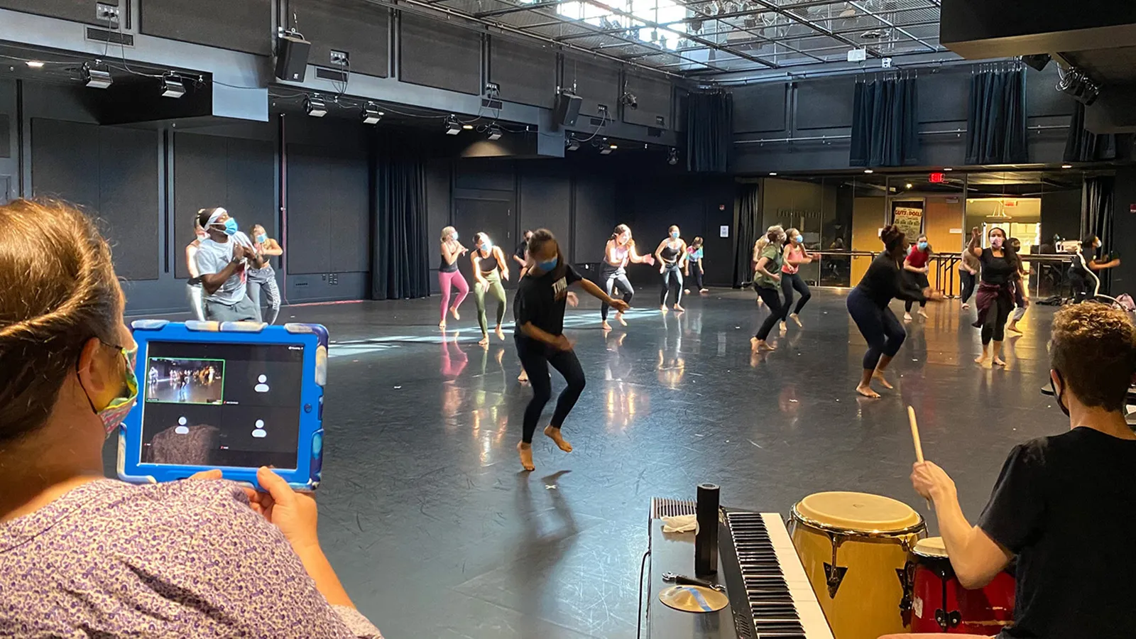 Dance practice in Barnett Theatre
