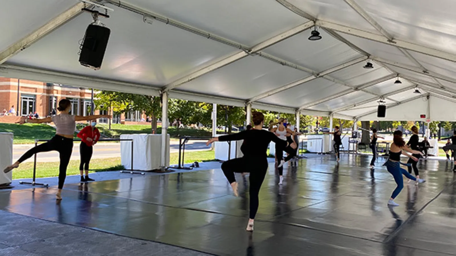 Dancers in dance tent