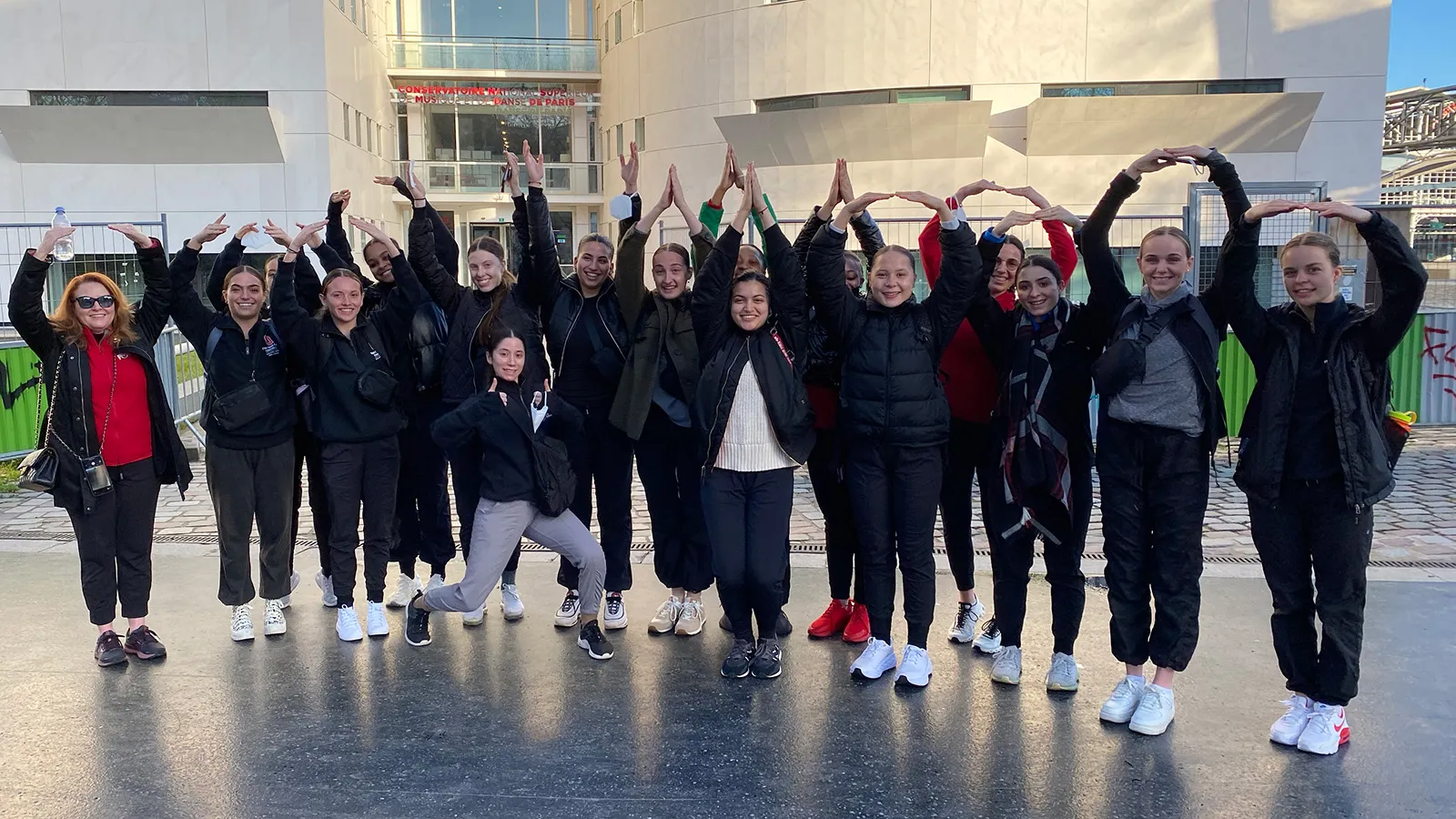 Women in front of building