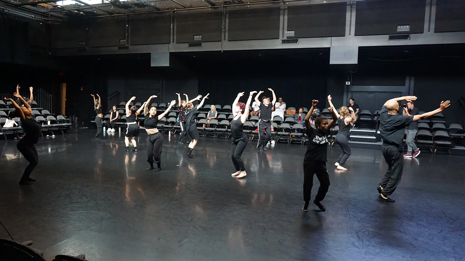 Dancers moving on a stage