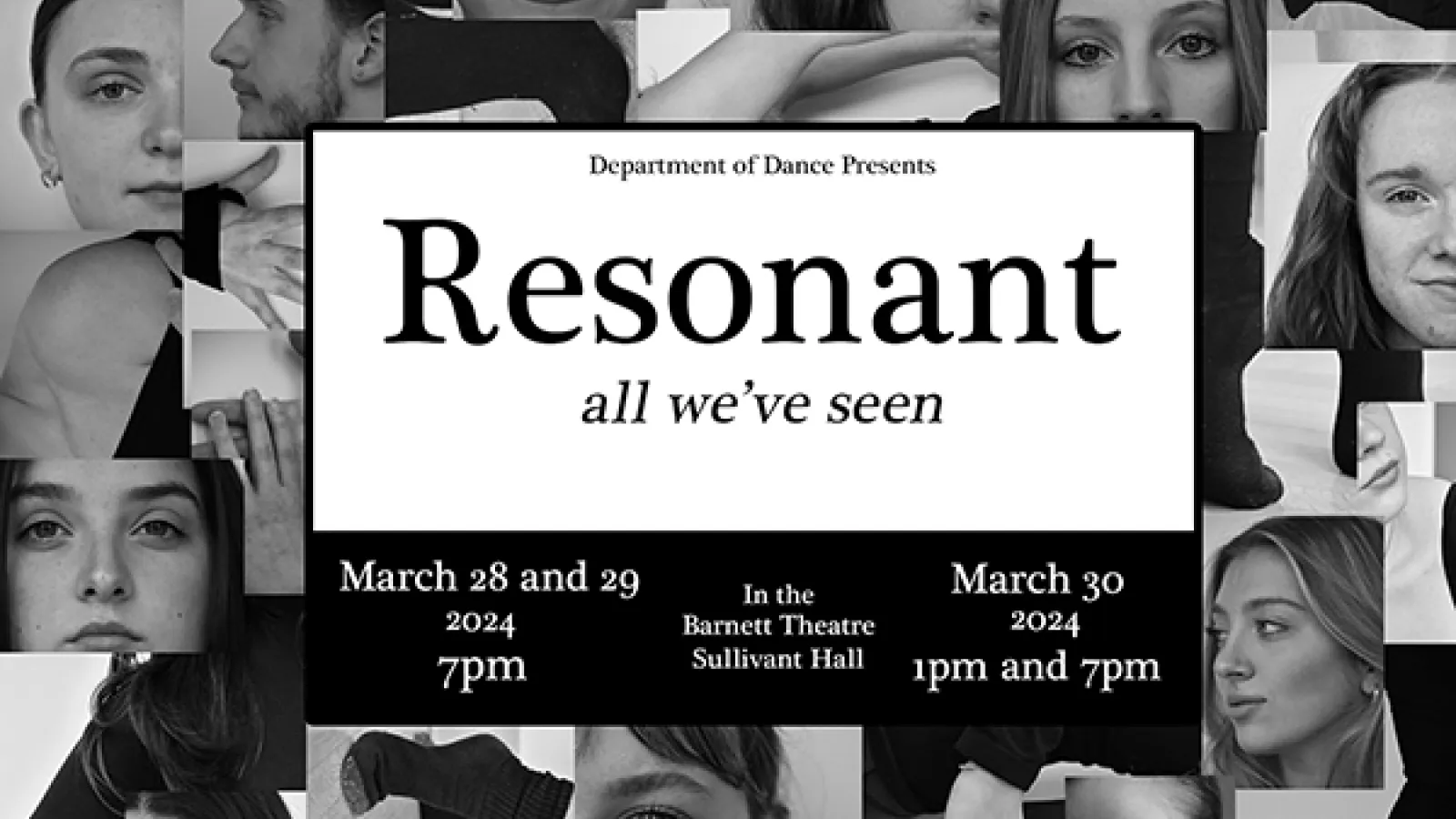 Black and white collage of faces with title text