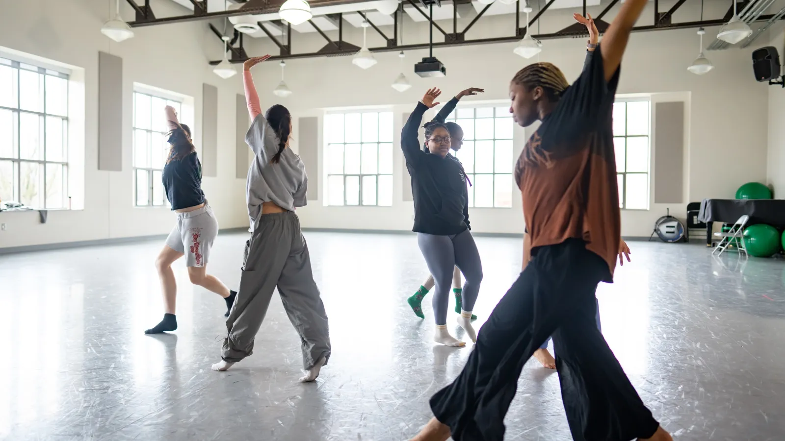 Dancers rehearsing in a studio