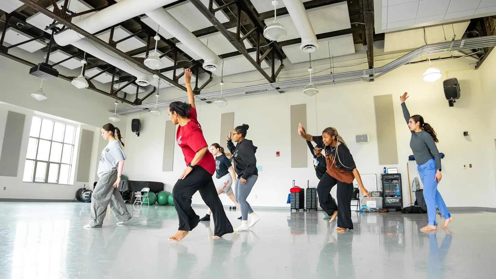 Dancers rehearsing in a studio