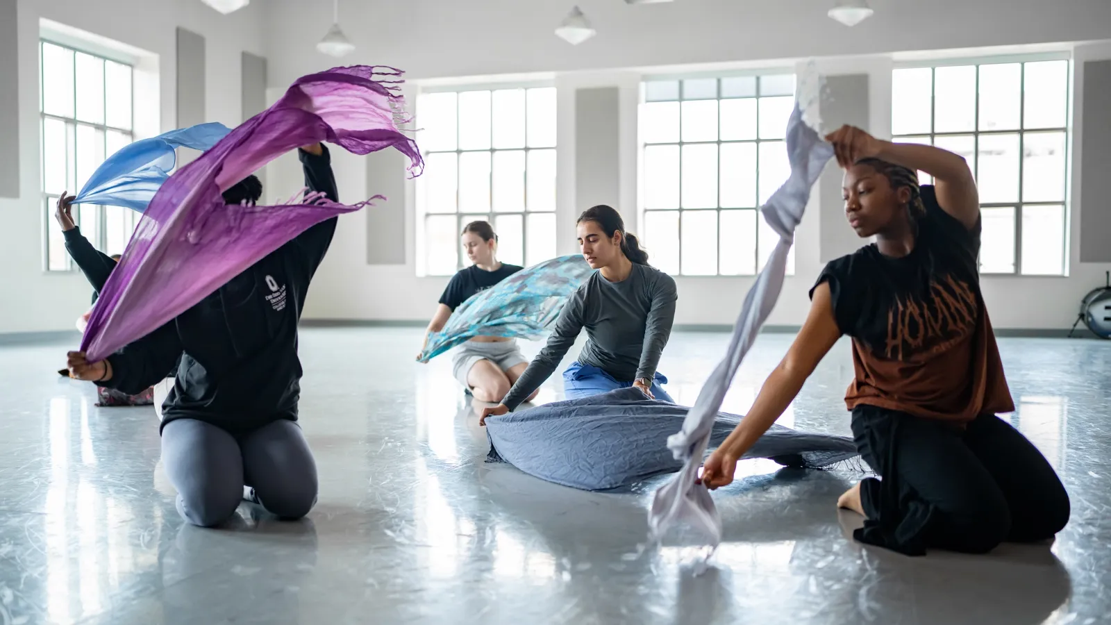 Dancers rehearsing in a studio