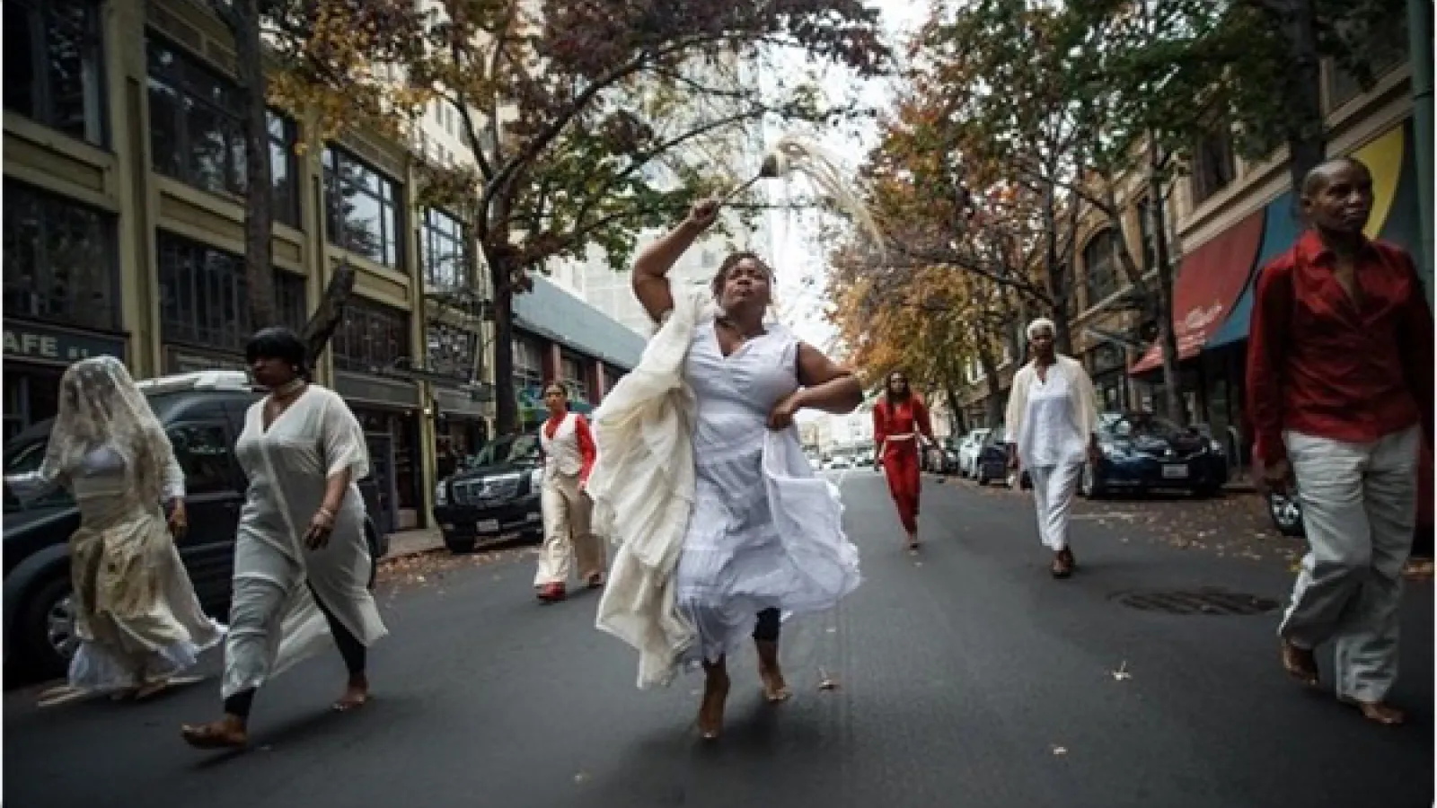 Dancers performing on a street