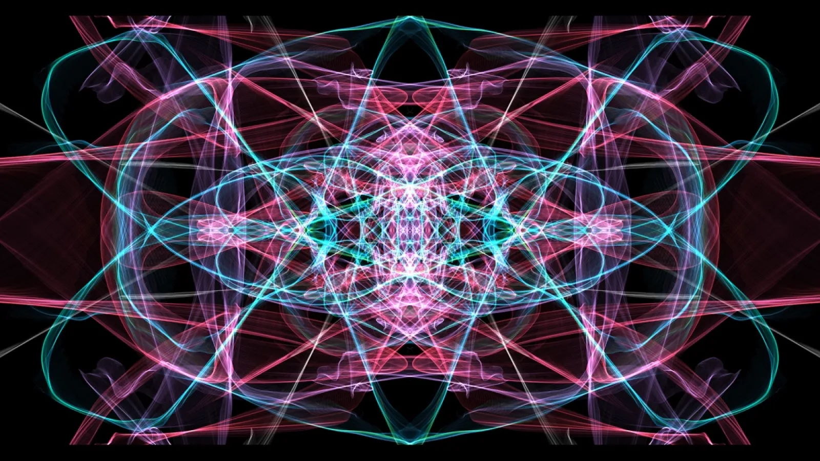 Red and green light streaks over black background