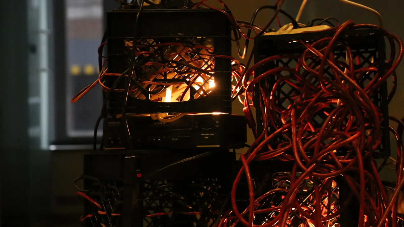 tangled wires and lights