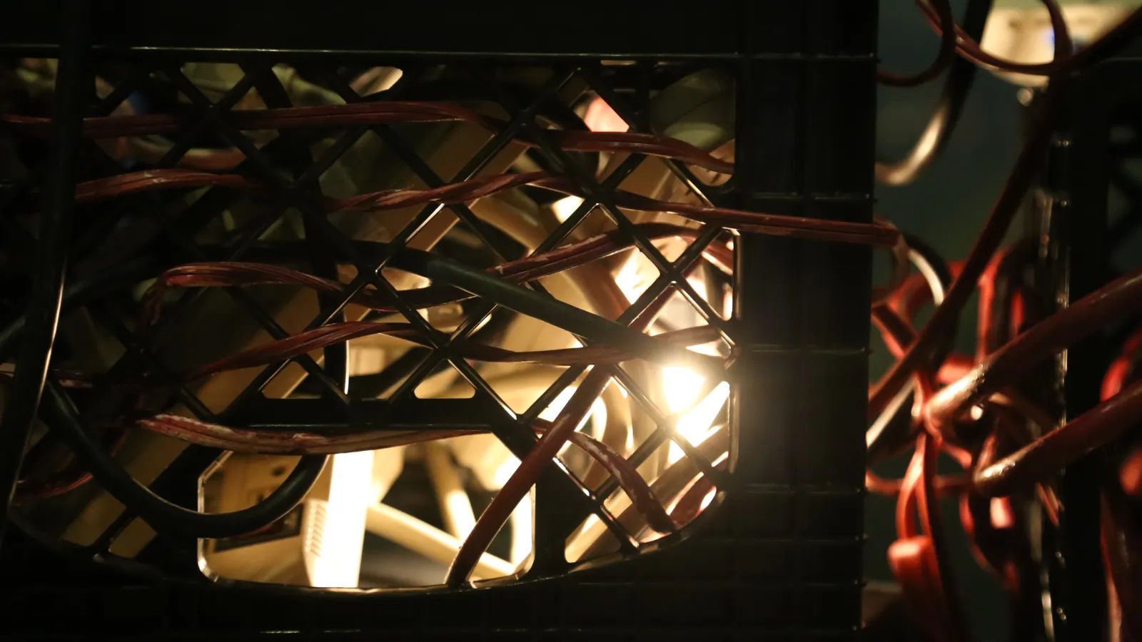 tangled wires and lights