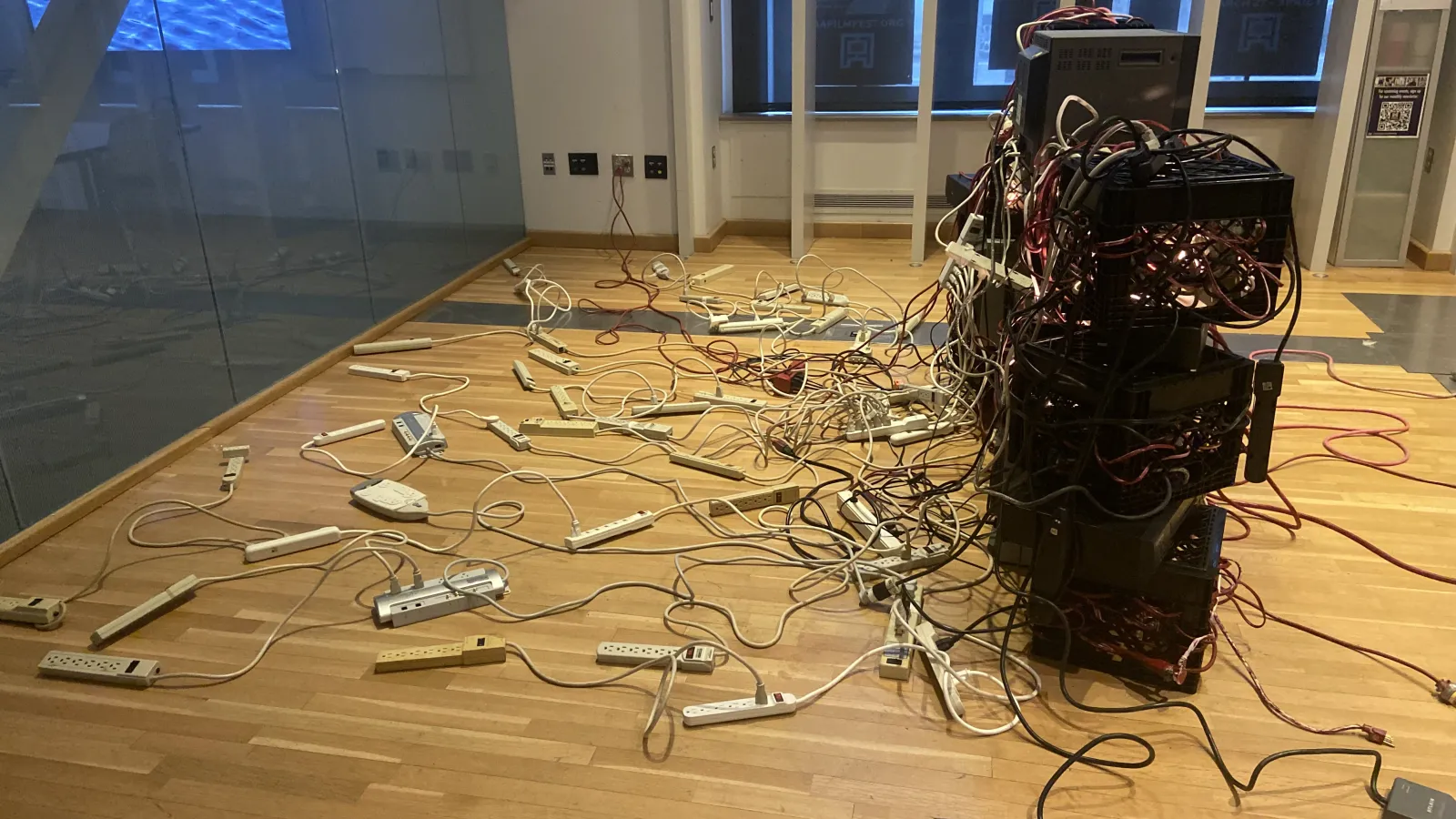 tangled wires and lights