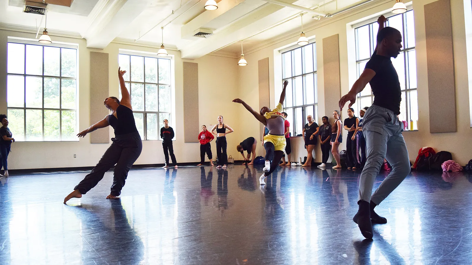 Dancers rehearsing in a studio