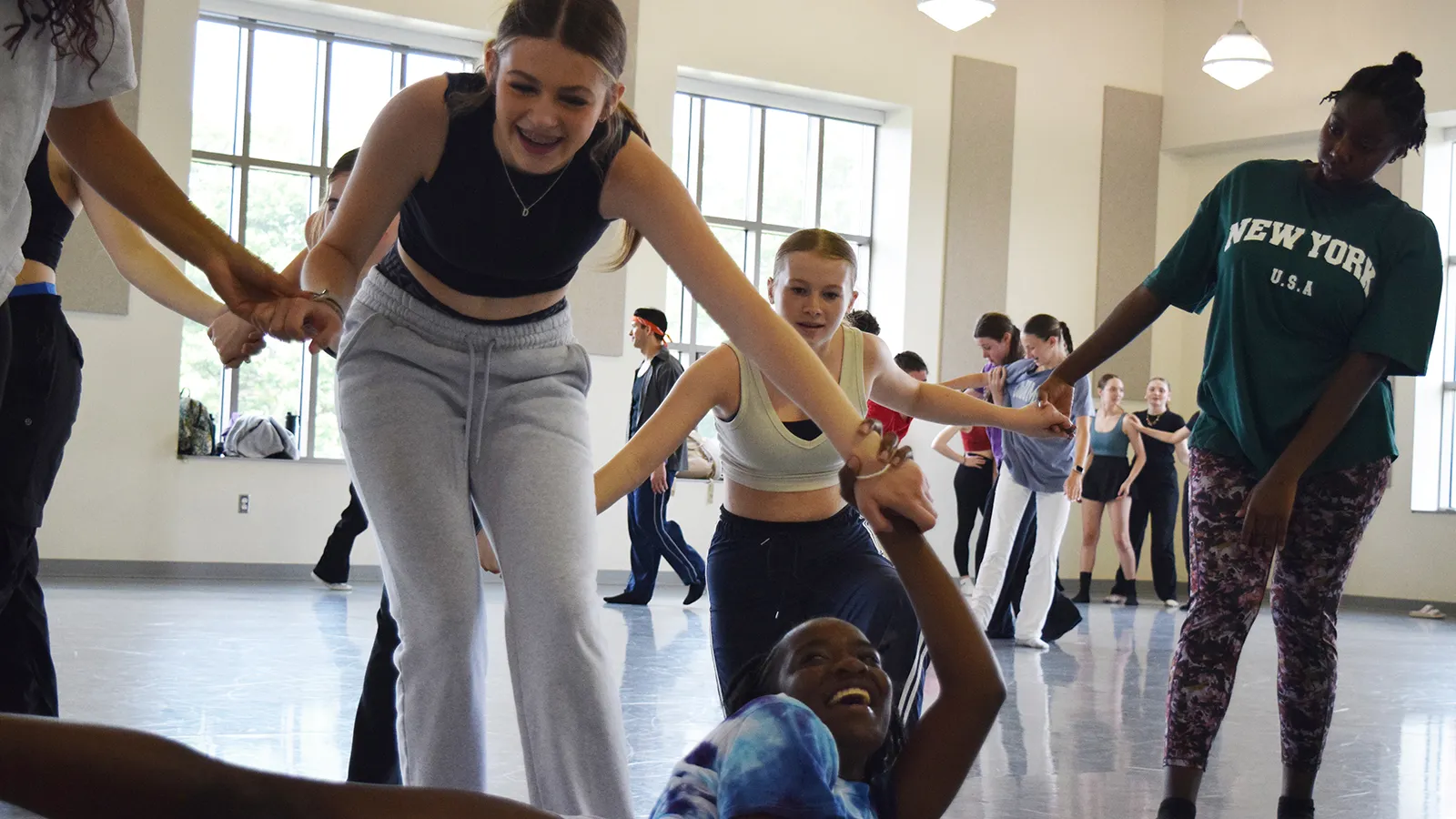 Dancers rehearsing in a studio