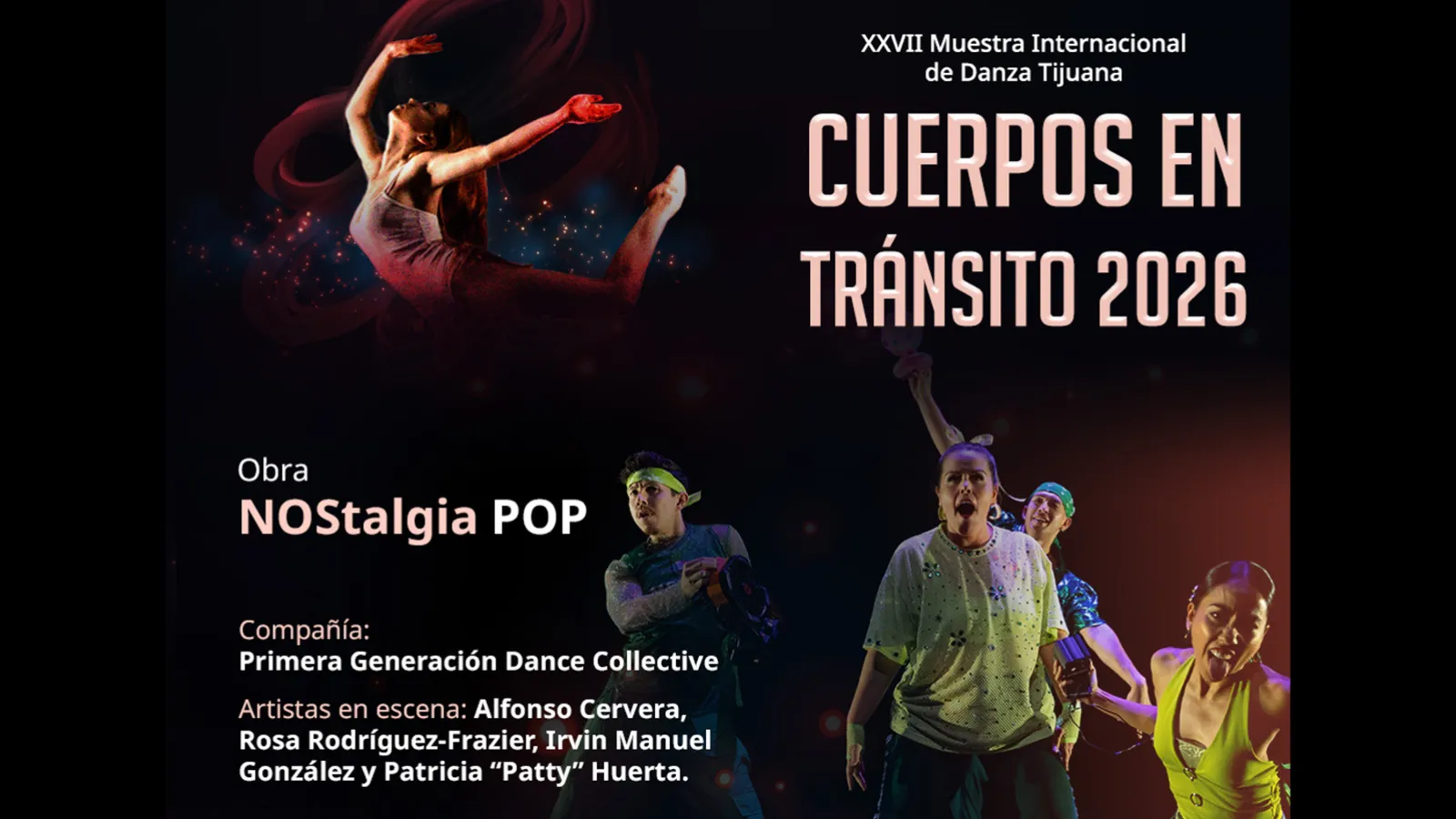 Graphic text with photos of dancers