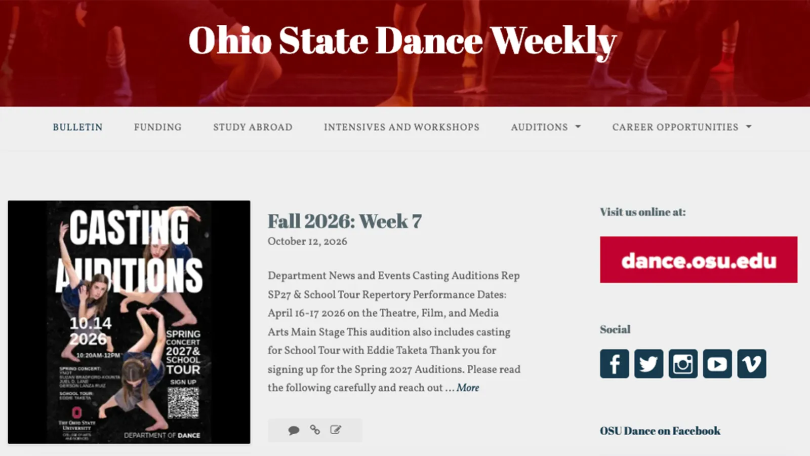 Graphic text with 3 photos of a dancer in different poses