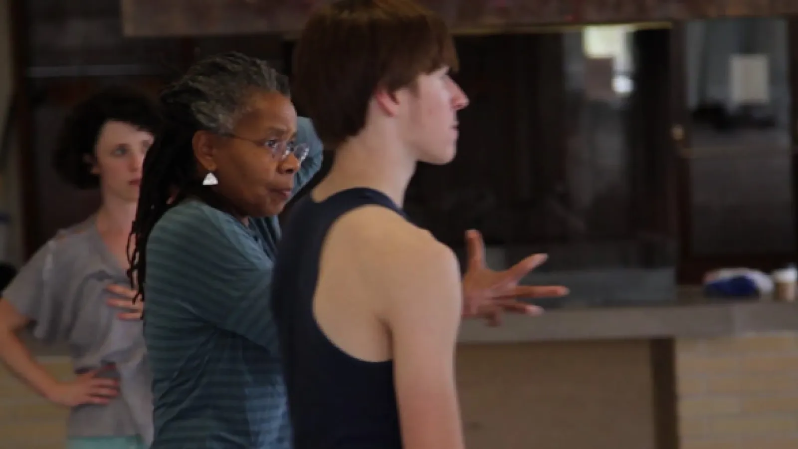 Bebe Miller directs students.