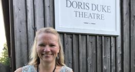 Janet Schroeder in front of the Doris Duke Theatre on the grounds of Jacob’s Pillow. Photo credit: Mason Chapello