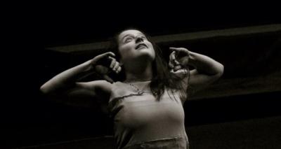 Abby Carlozzo. Black and white photo of Abby Carlozzo.