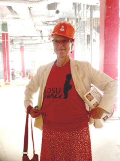Susan Petry at the Sullivant Hall construction site. Susan Petry at the Sullivant Hall construction site.