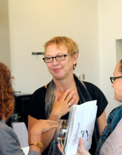 Susan Petry talks with students. Susan Petry talks with students.