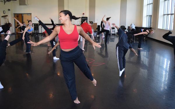 Dancers rehearsing in a studio