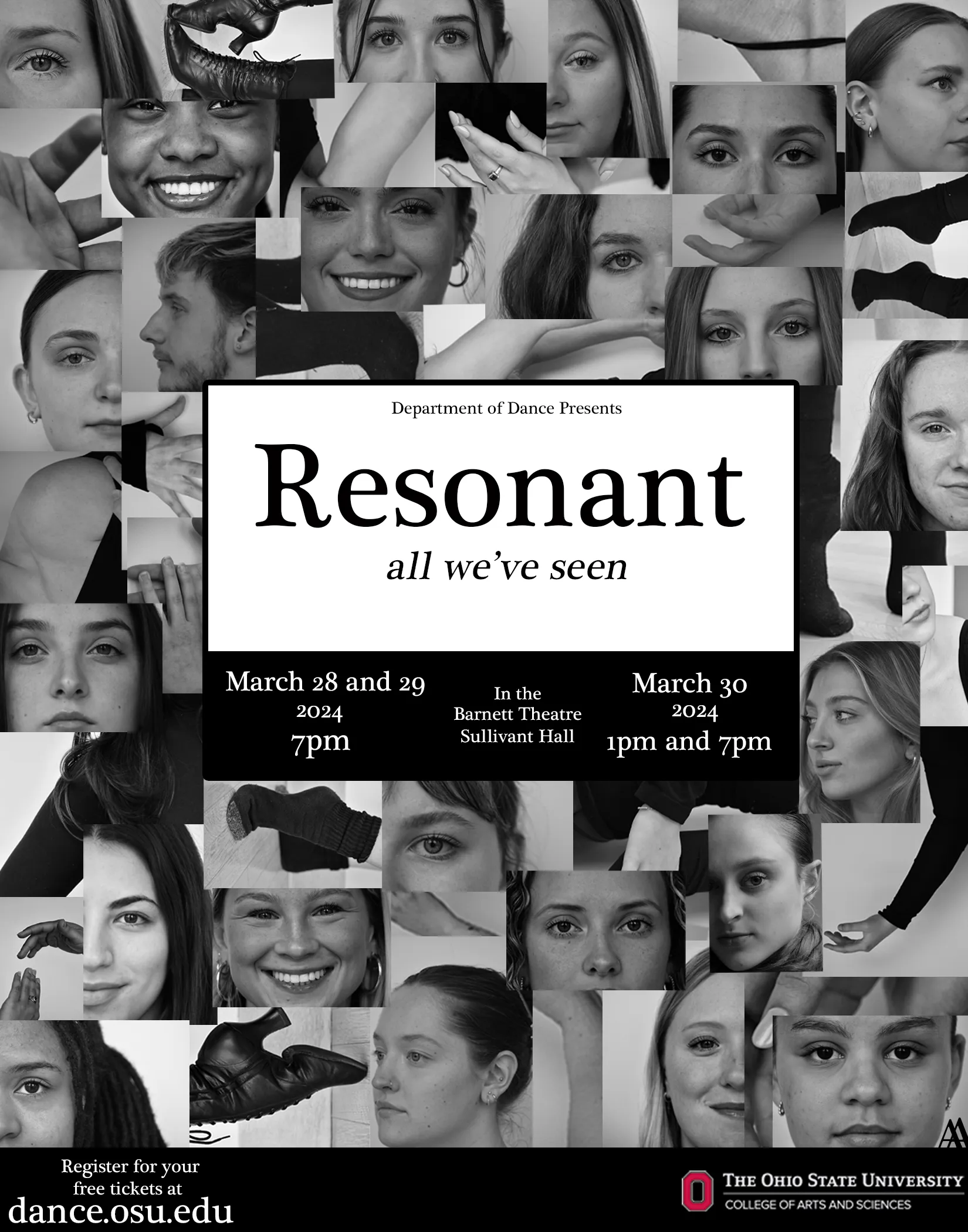 Black and white collage of faces with title text