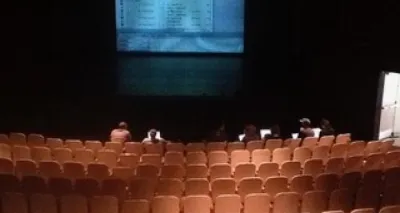 An intern Qlab class at Bates Dance Festival