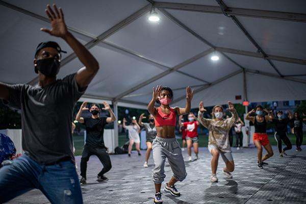 Hip Hop class in tent