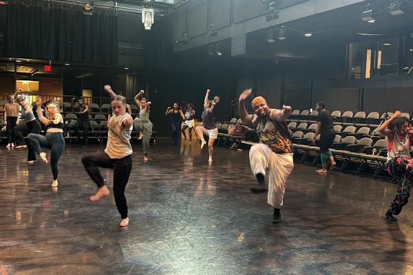 Dancers rehearsing in a studio