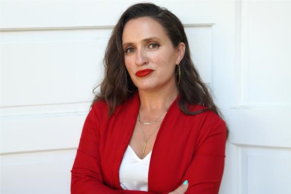 a person with long brown hair