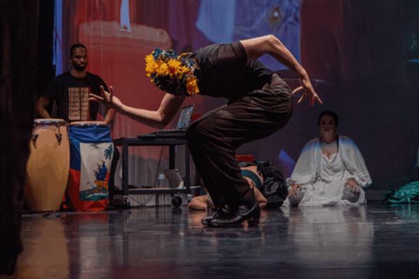Dancer performing on a stage