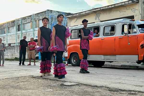 Dancers performing on a street