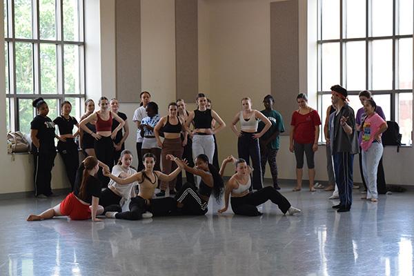 Dancers rehearsing in a studio