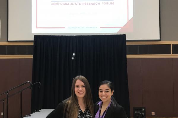 Marissa Ajamian and Danielle Kfoury at the Denman Undergraduate Research Forum