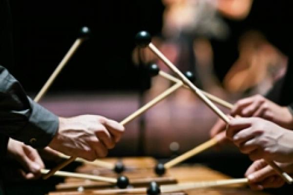 Two Xylophone players, playing.