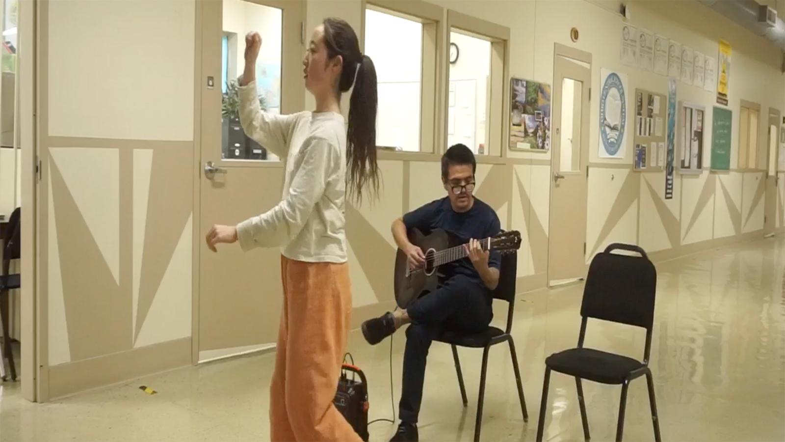 Dancers rehearsing in a studio