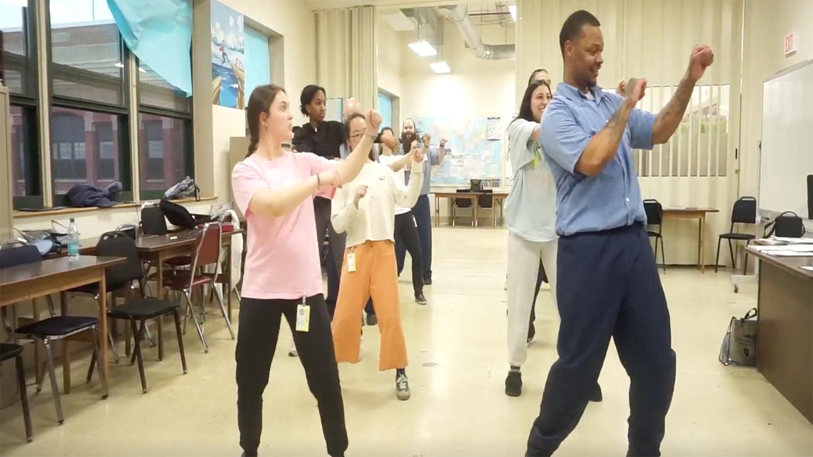 Dancers rehearsing in a studio