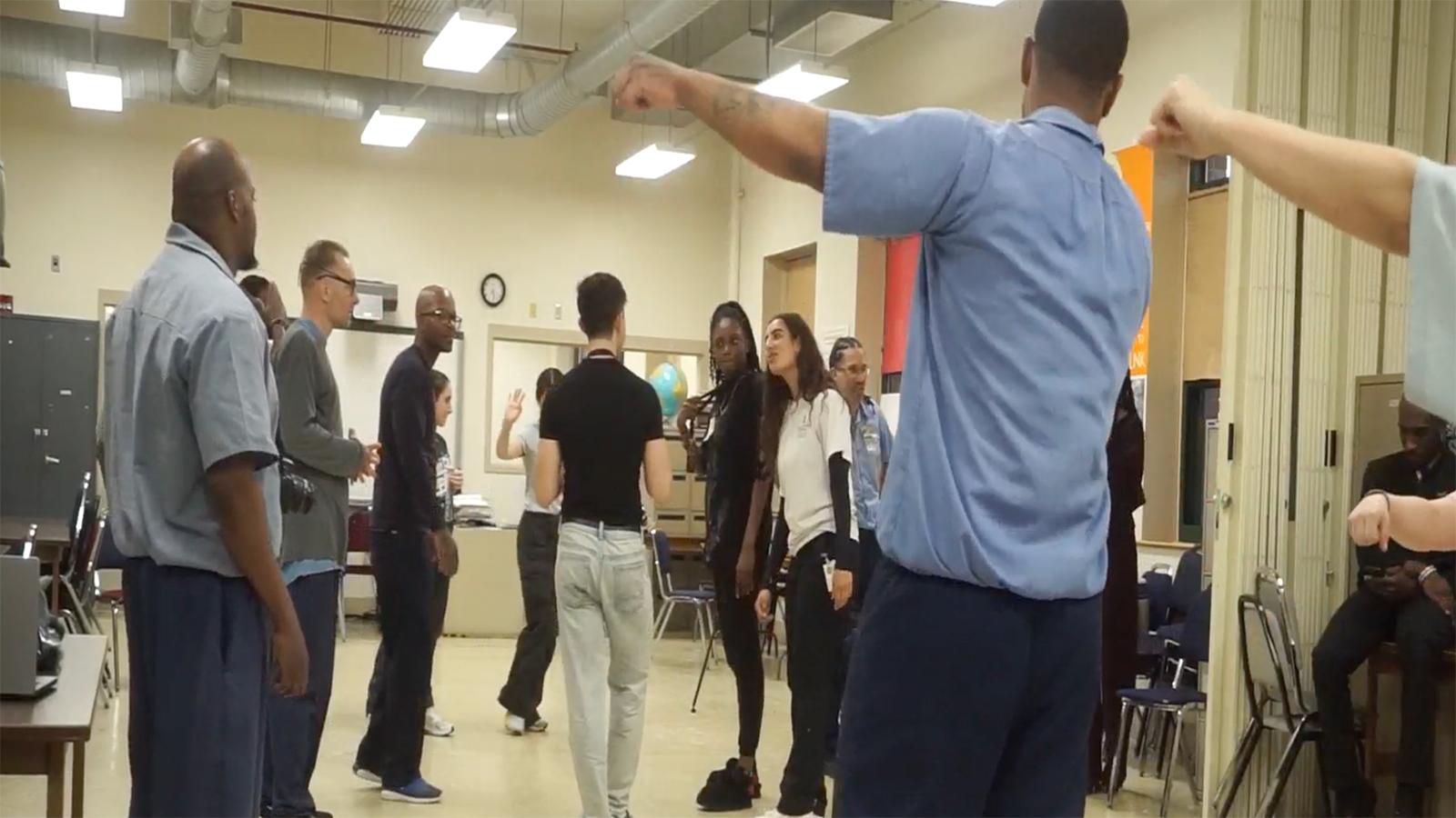 Dancers rehearsing in a studio