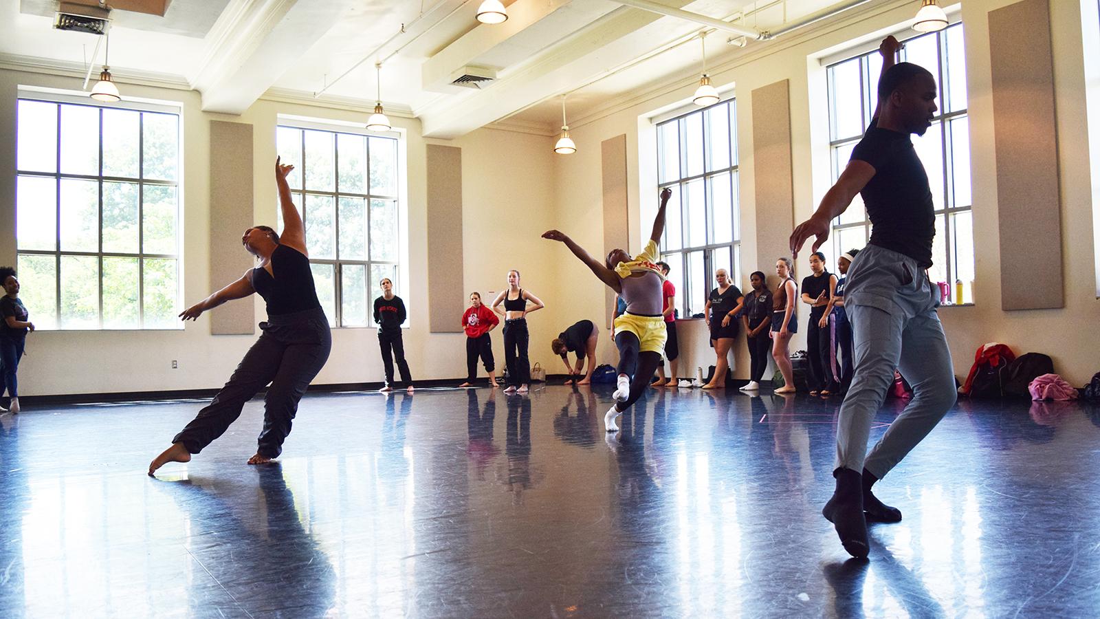 Dancers rehearsing in a studio
