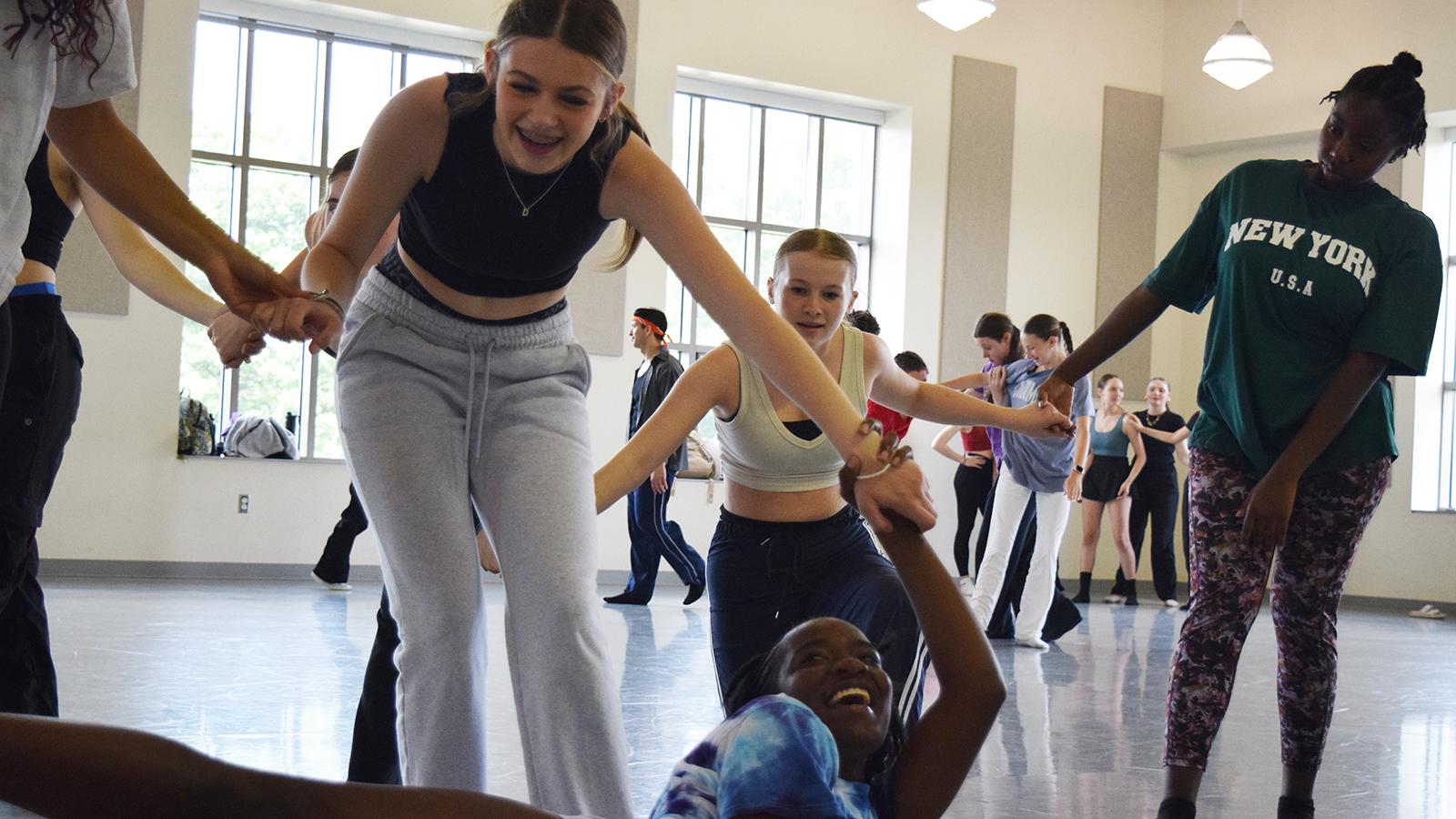 Dancers rehearsing in a studio